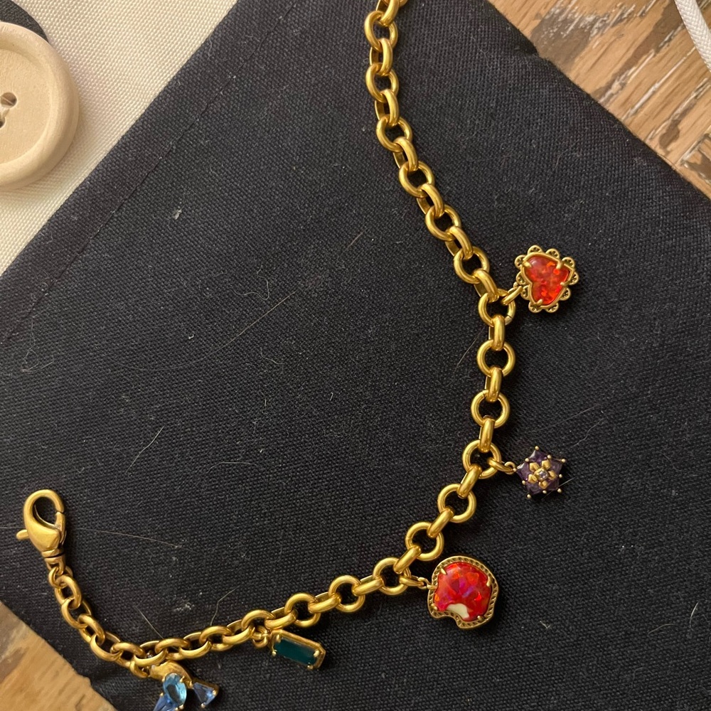 Kendra Scott Snow White Gold and Red Charm Bracelet